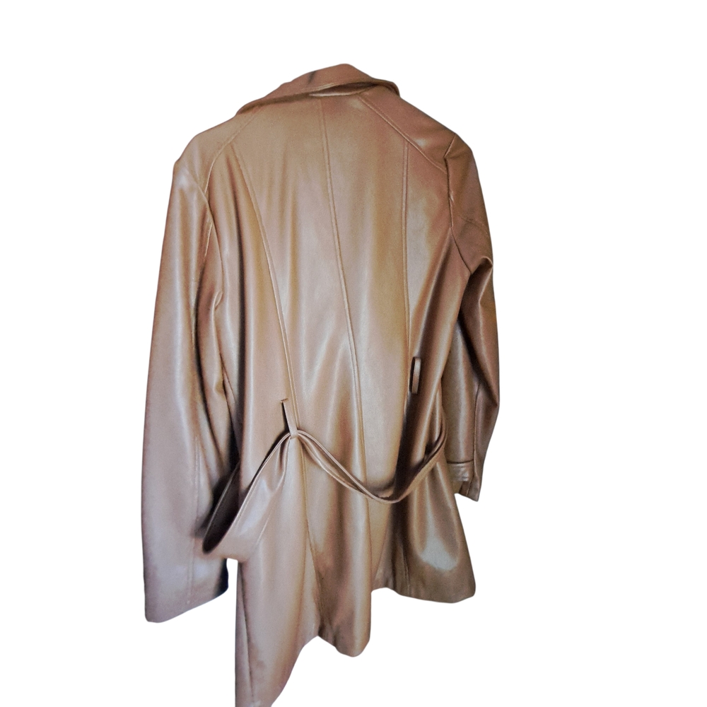 Kenneth Cole Brown Women's New York Belted Button Up Medium Jacket - Picture 4 of 9